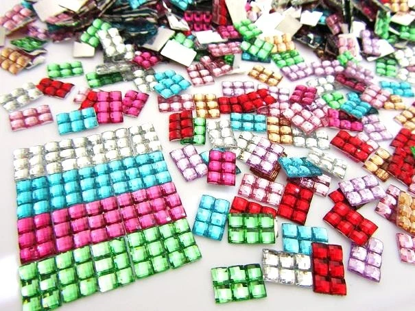 200 Rectangle Acrylic Rhinestone Craft Jewel Embellishment/Square E26-Crystal - Image 3 of 4