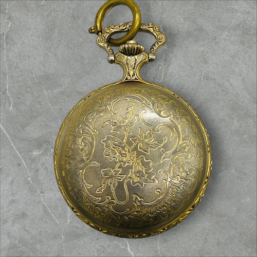 Andre Rivalle 17 Jewels Pocket Watch Fox Hunting Gold Tone w/ Fob Chain Videođź‘€ - Picture 16 of 16
