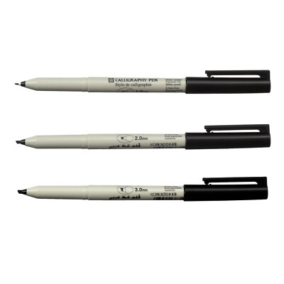 Sakura Calligraphy Pen Black 1mm 2mm 3mm Various Pack Sizes
