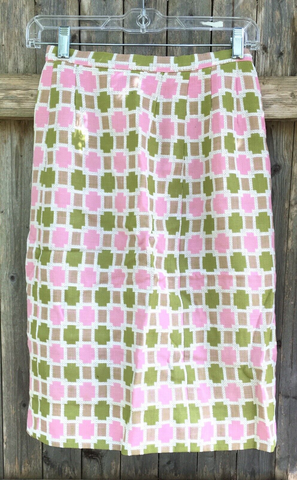 Olive Green & Pink Patterned Vintage Skirt - image 1