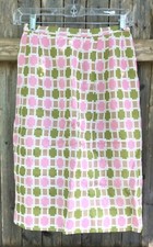 Olive Green  Pink Patterned Vintage Skirt