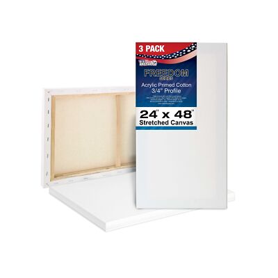 U.S. Art Supply 24 x 48 inch Stretched Canvas 12-Ounce Primed 6-Pack - Profes...