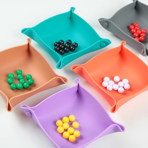 Silicone Collapsible Board Game Storage Bowls Dice Mat Flat Surface RPG D&D 5pcs - 第 8/8 張圖片