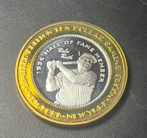 New York Hotel & Casino $10 Gaming Token .999 Silver "Babe Ruth Series"