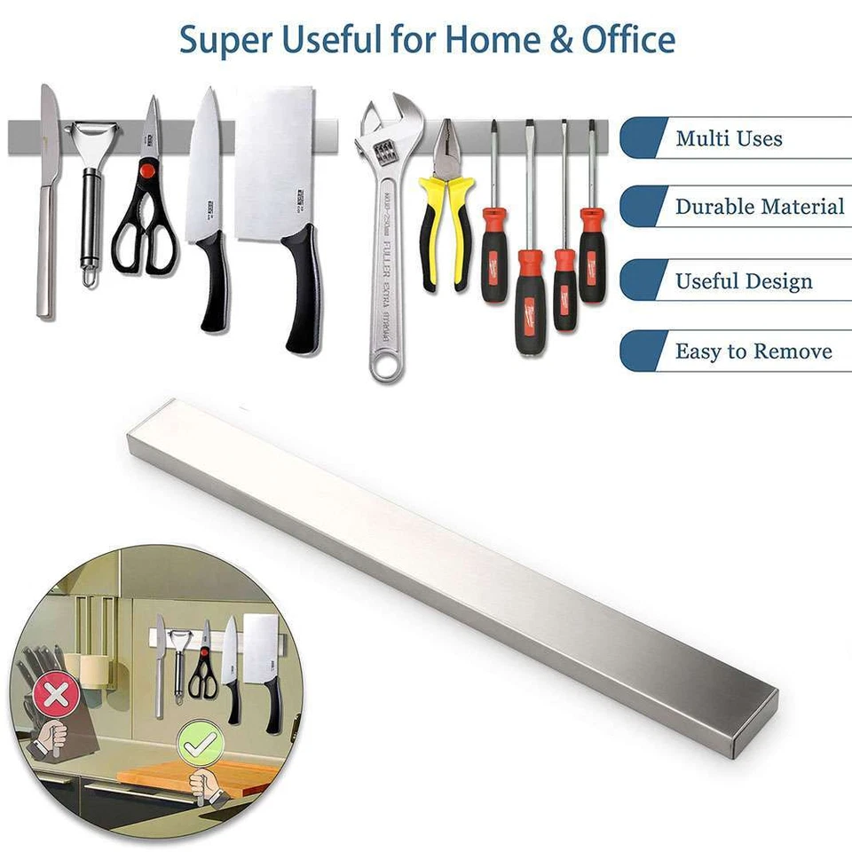 Stainless Steel Magnetic Knife Bar 16 Inch, Extra Strong Magnet Knife Holder - Image 4 of 4