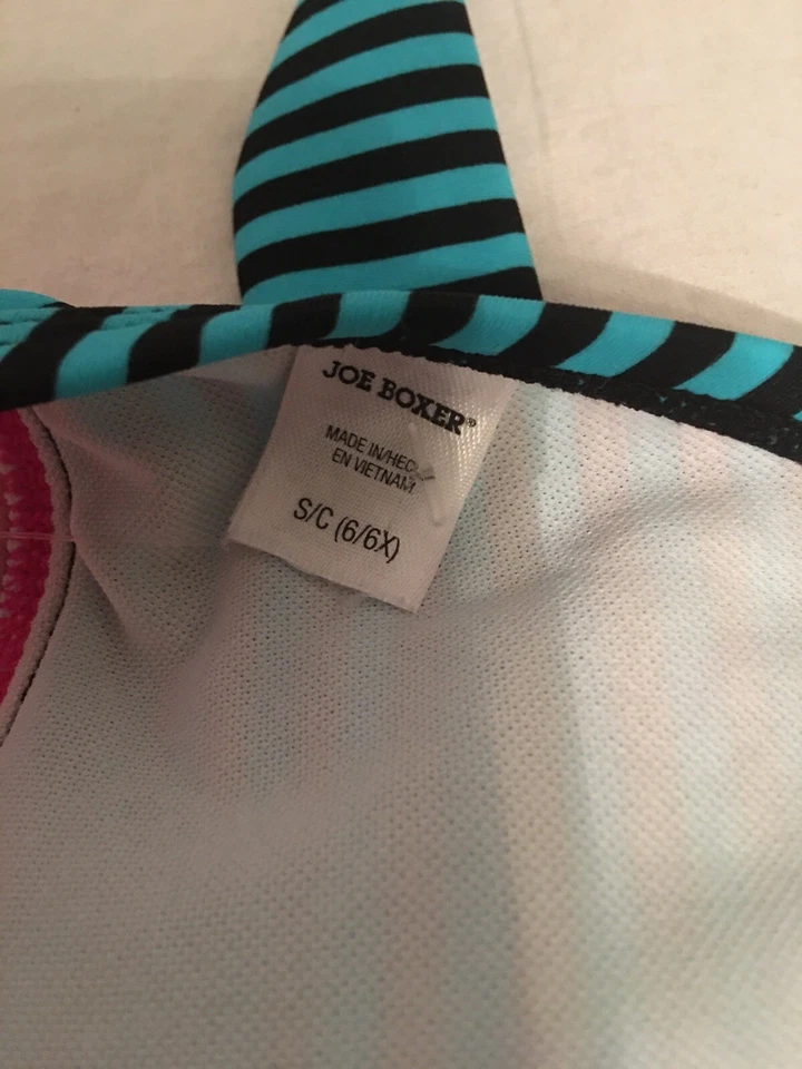 Joe Boxer Niñas Natación Top 6/6x Rayas Azules con Rosa Foto 3 de 3