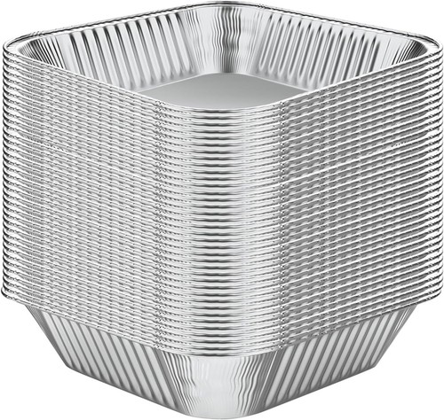 50 Pcs 8x8x2" Disposable Aluminum Foil Pans for Baking
