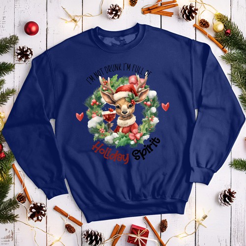 Reindeer Christmas Jumpers Funny Festive Wreath Mens and Womens Sweatshirt #MC - Picture 25 of 29