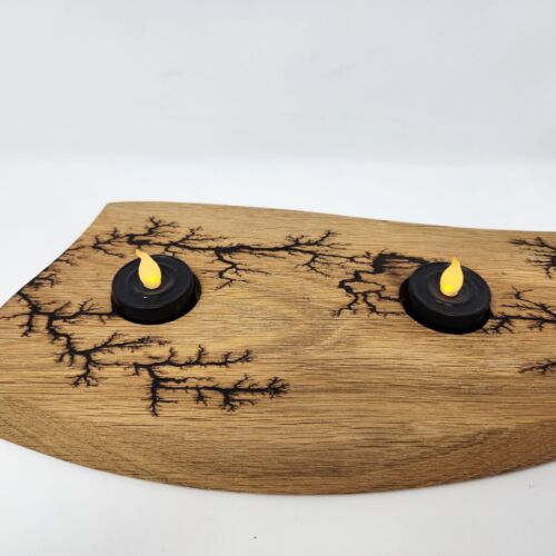 Fractal wooden tealight holder holds 3 tealights wood 15" x7" decor candle - Picture 2 of 10