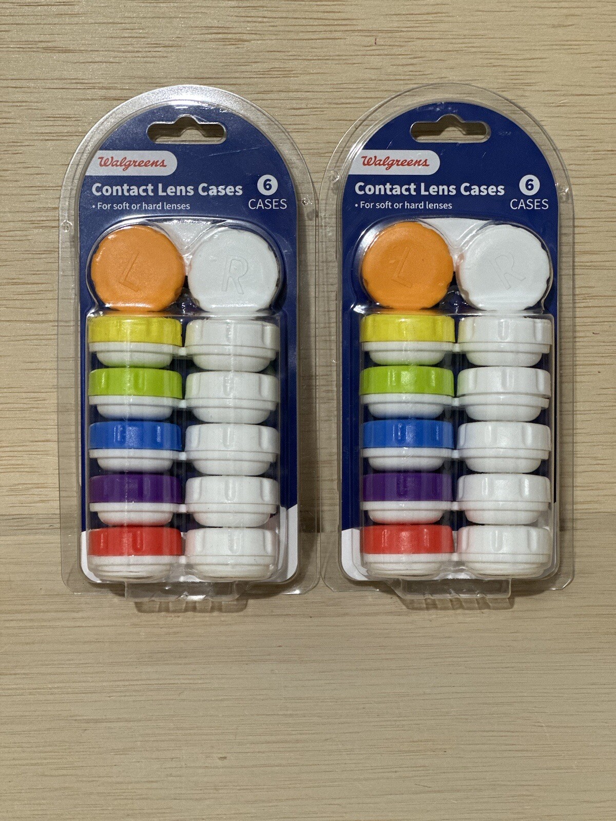 Lot Of 2-Walgreens Contact Lens Cases Pack of 6 For Soft or Hard Lenses