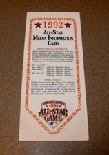 1992 MLB All Star Game San Diego Media Information Card Credentials Instructions