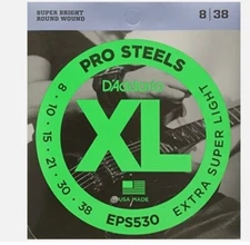 D'Addario EPS530 ProSteels Electric Guitar Strings Extra-Super Light 08-38