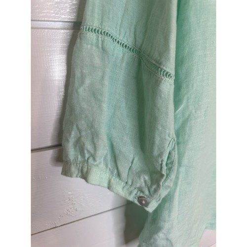 Joie Women's Medium Light Green 100% Linen Blouse Coastal Nautical - Picture 7 of 7