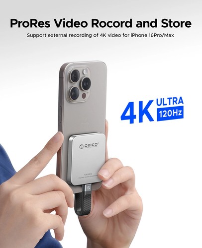 ORICO Mini Magnetic External SSD for iPhone 16 15 Pro/Max ProRes 2000MB/s 4K - Bild 5 von 8
