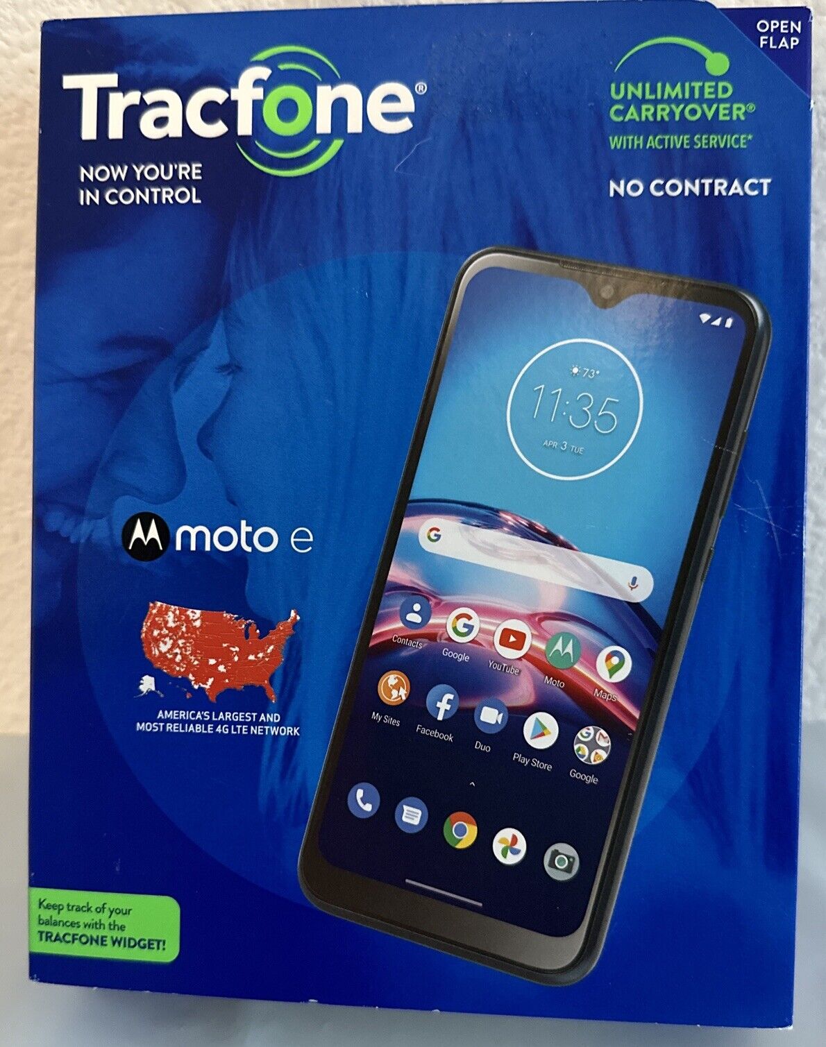 New Motorola Moto E XT2052DL 32GB 4G LTE Midnight Blue For TRACFONE