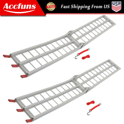 UTV 7.5' Aluminum 2pcs Folding Loading Ramps For Truck Motorcycle Lawn Mower ATV