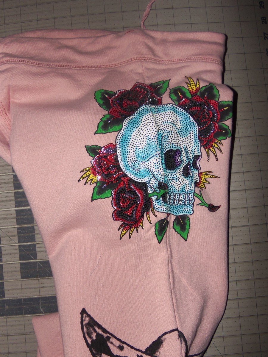 Christian audigier ピンクレディースパーカー CRYSTAL ROCK ED HARDY Christian Audigier Women's Rhinestone