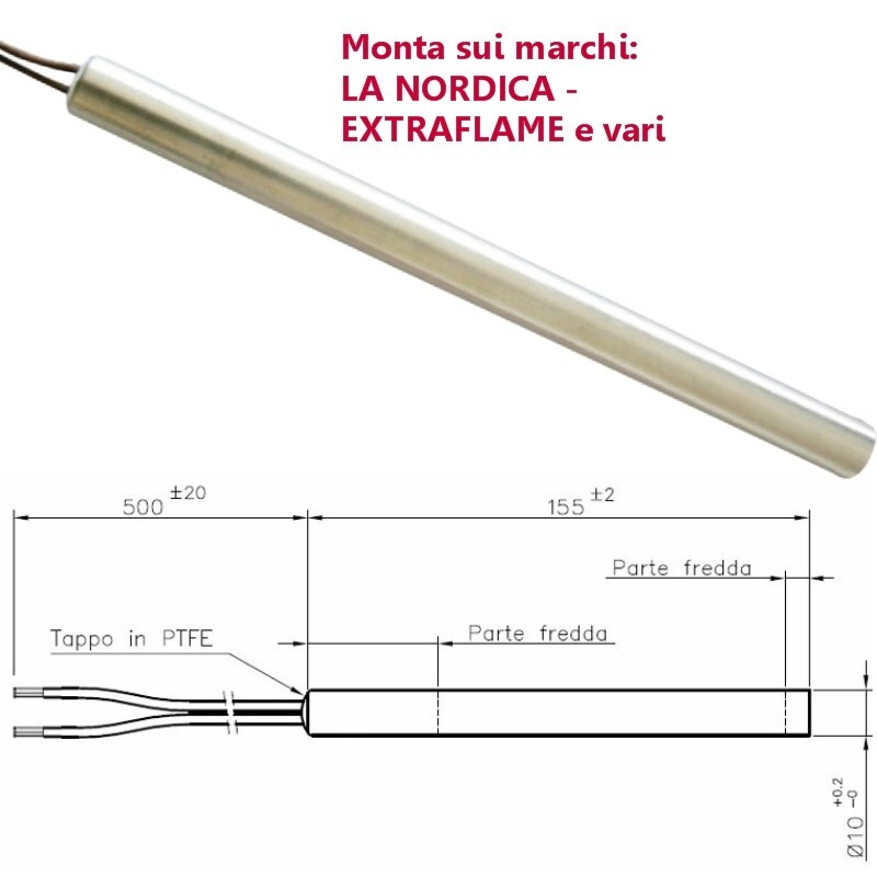 Resistenza Candeletta Stufa a Pellet 10mm 280W 155mm La Nordica Extraflame PASIA