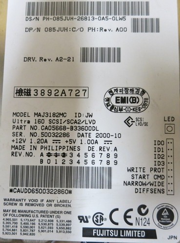 Fujitsu Dell MAJ3182MC 18GB 10000RPM 4MB U160 SCSI Internal Hard Drive 085JUH - Picture 4 of 4