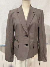 Calvin Klein Brown  White Houndstooth Blazer Suit Jacket Women's Sz 8 New DS08
