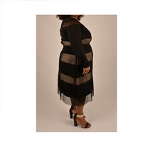 PLUS SIZE Size 18 Womens Dress Black Mesh Lace Unique Long Sleeve Tiered A Line