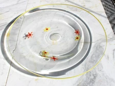 Annieglass Signed Yellow Edge Orange Stars Art Glass Dinner Plate-AG-4