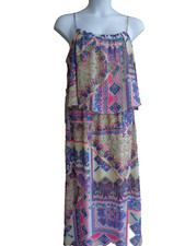New Directions 3X Printed Popover Polyester Chiffon Fabric Maxi Dress  msrp $68.
