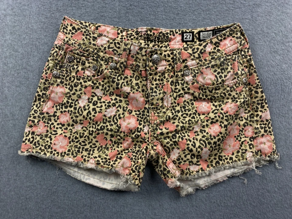 Женские шорты Miss Me размер 27 с цветочным гепардовым принтом саржа толстый шов - Изображение 2 из 4