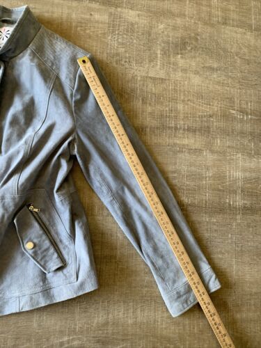 Isaac Mizrahi Genuine Leather Jacket Moto Gray Suede Coat Women’s sz 14 EUC - Picture 10 of 15