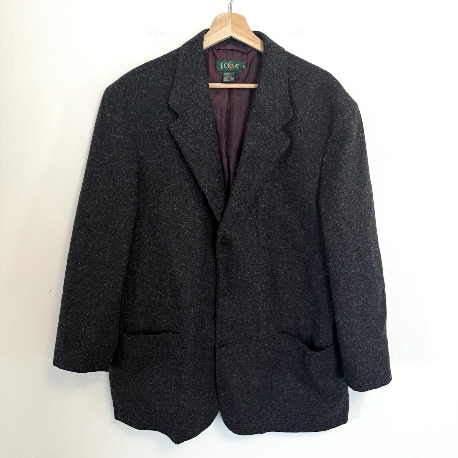 FILA Giacca blazer vintage J.Crew Oarsman grigio cappotto sportivo lana mohair XL