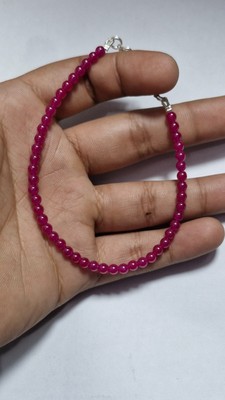 100% Natural Red Ruby Gemstone 925 Sterling Silver 7'' String Jewelry Bracelets
