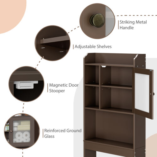 HomGarden Over The Toilet Adjustable Storage Organizer Shelf Bathroom Brown - Bild 3 von 24