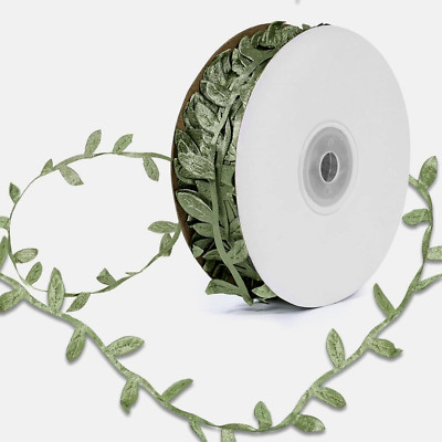 Satin Green LEAF 20 YARD spool trim Dolls, scrapbooking, Floral Crafts & Sewing