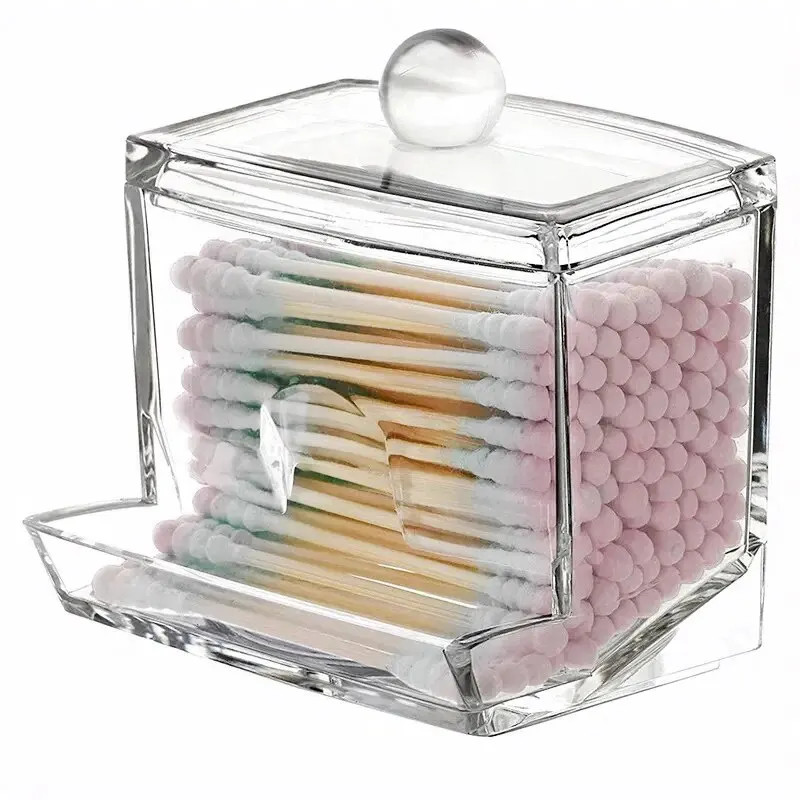 Boîte de rangement coton-tige étanche avec couvercle protecteur anti-poussière