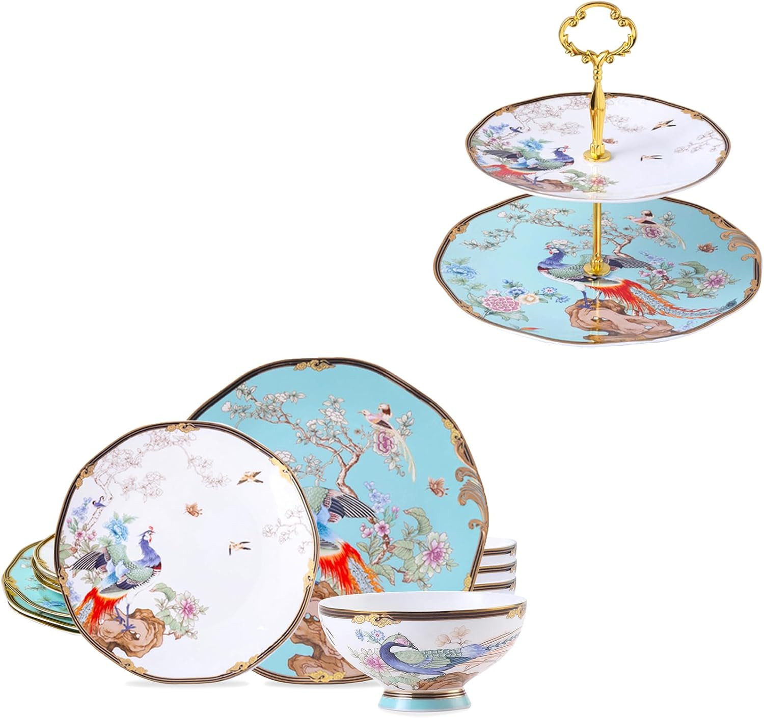 With Vintage Floral Tea Stand