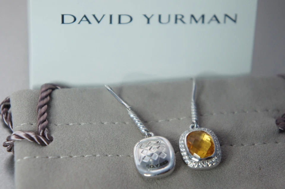 Pendientes David Yurman Amarillo Citrino Diamante Nobleza Alambre Gota Plata 925 Mujer Foto 4 de 4