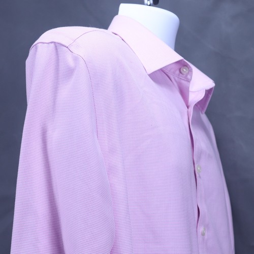 CHARLES TYRWHITT Mens Dress Shirt Size 16.5-35 Non Iron Slim Fit PINK Diamond - Picture 9 of 16