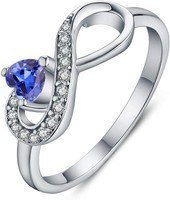 Damen-Ring 925 Sterling Silber Infinity Unendlichkeit Mit Zirkonia Geburtsstein