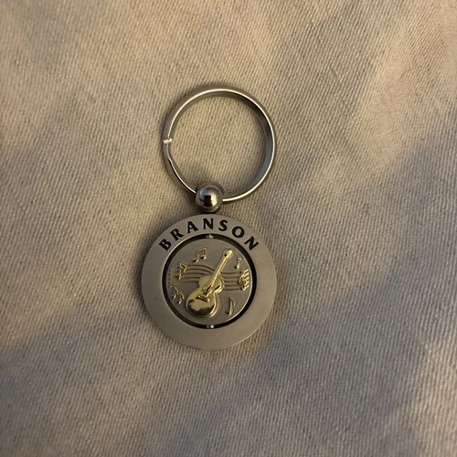 Vintage Branson MO Souvenir Metal Two Sided Spinner Keychain Keyring