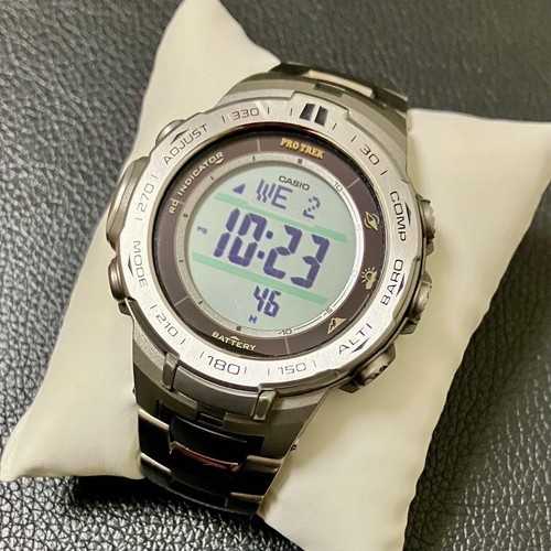 CASIO PRO TREK Prw-3100T Quartz Digital Watch Titanium Band Good Condition Japan - Picture 2 of 10