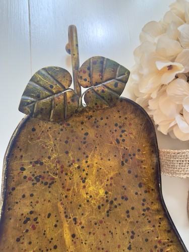 Decorative Metal Rustic Pear Shape Footed Platter With Hook 19" - Picture 3 of 20