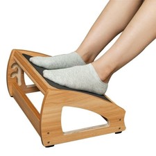 Ergonomic Under Desk Footrest, 3 Adjustable Heights Wooden Office Footrest, L...