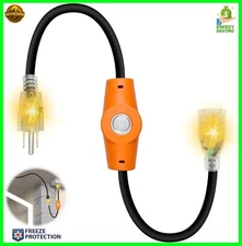 Temperature Controlled Extension Cord Heat Cable Controller Thermostat Plug 120V