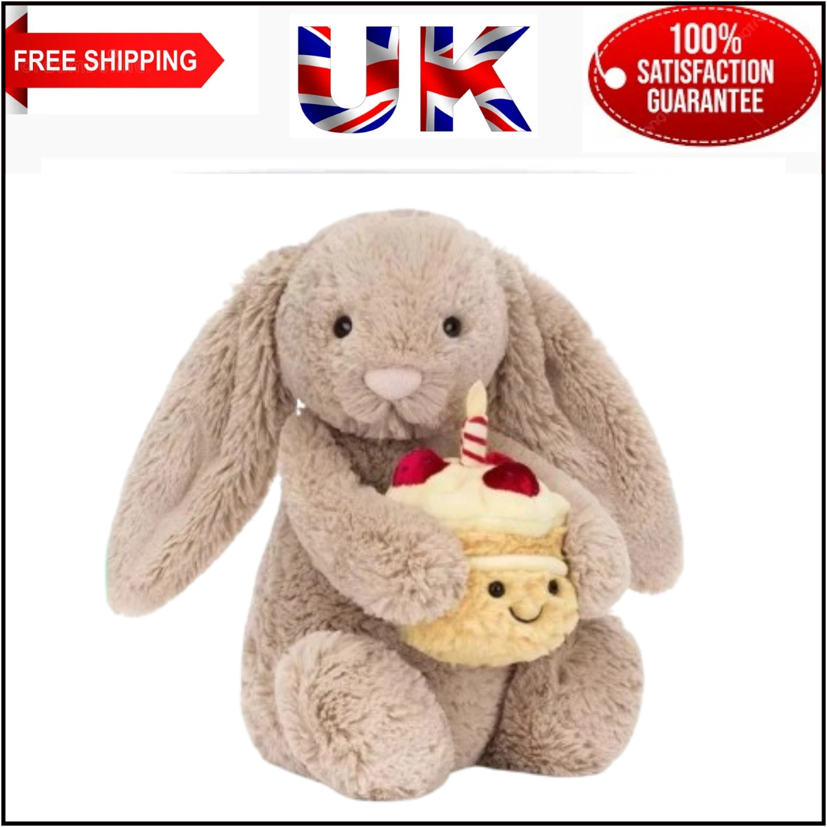 Jellycat Bashful Beige Bunny 'Birthday' - Brand New | eBay UK