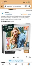 Pix-Star 17 Wi-Fi Digital Photo Frame White Motion Sensor Cloud App Sync