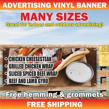 CHICKEN CHEESESTEAK Advertising Banner Vinyl Mesh Sign GRILLED CHICKEN WRAP BEEF