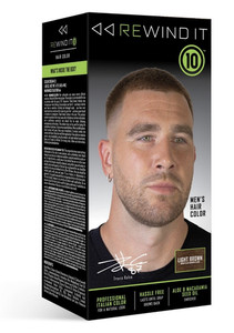 Rewind It 10 Light Brown Men's Hair Dye Cream Kit w/ Developer & Stain Wipe