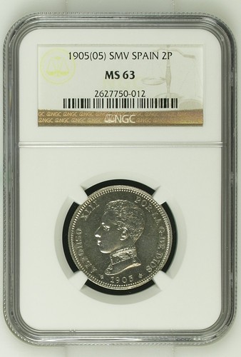 2 PESETAS 1905 *19*05 SMV NGC MS 63 ESPAÑA SPAIN SPANIEN SIN CIRCULAR UNC