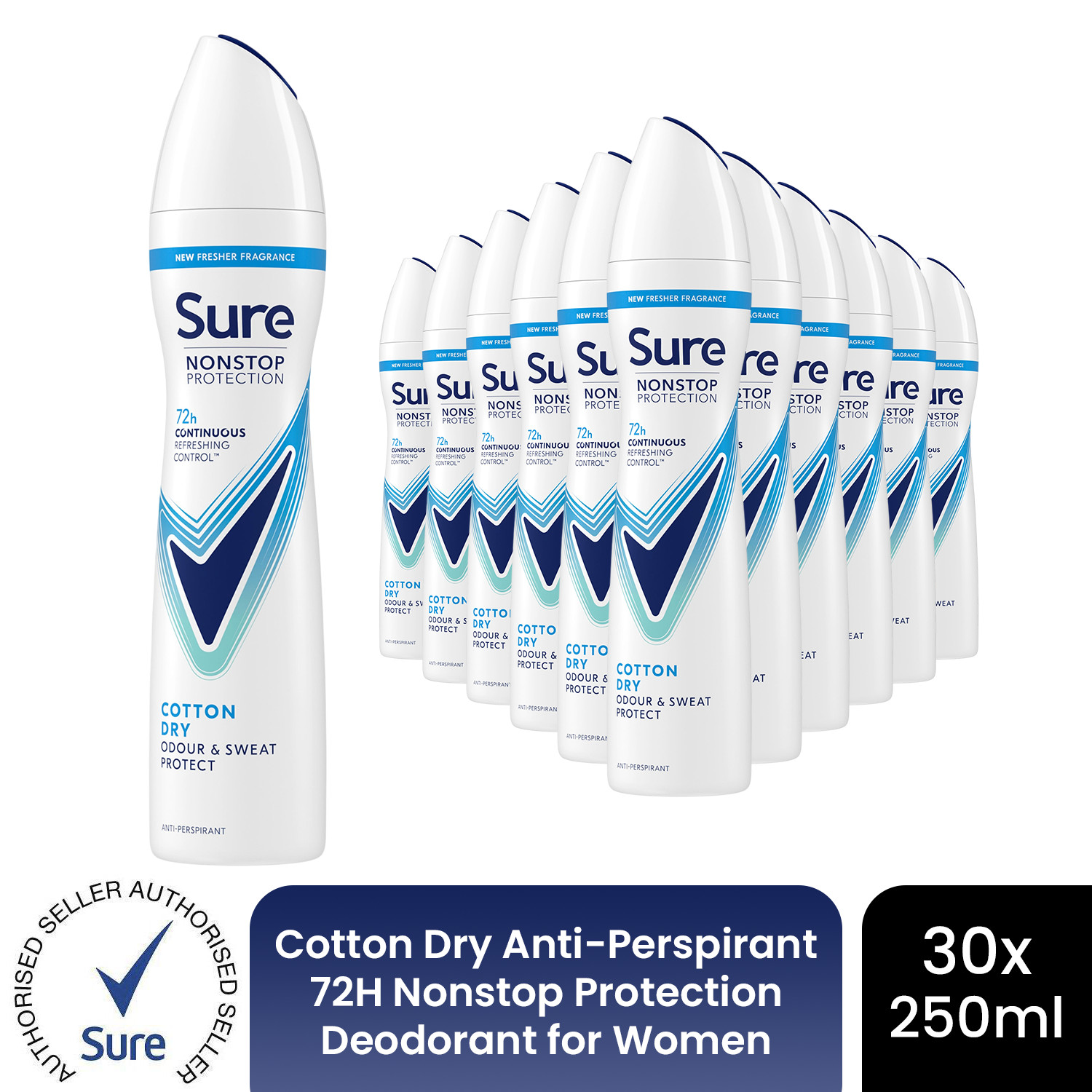 Sure (Cotton Dry-3Pk) Women 72H Nonstop Protection Deodorant - Image 3
