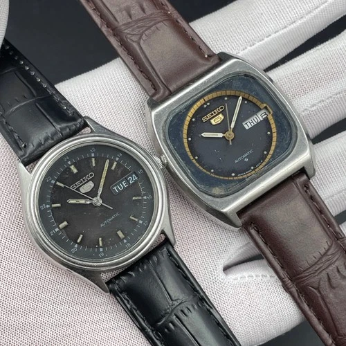 Vintage Seiko 5 Automatic Men’s Watches – Lot of 2 – With Aftermarket Straps –